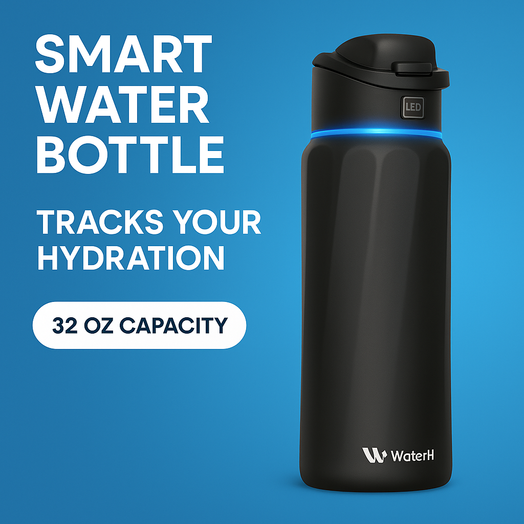 Smart Hydration Bottle 32oz – Track Your Water Intake with App & LED Reminder