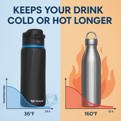 Smart Hydration Bottle 32oz – Track Your Water Intake with App & LED Reminder